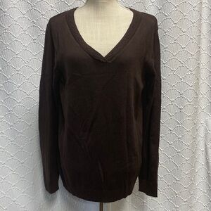 White Stag size XL Vintage Rich‎ Chocolate V-Neck Sweater soft cozy layers warm